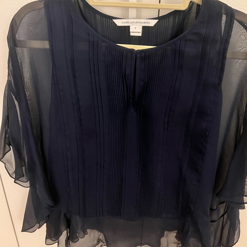 DVF dark navy top